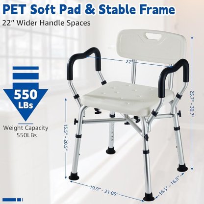 SHOWER CHAIR W/BACK AND ARMS