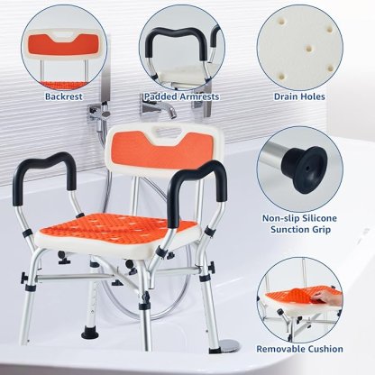 SHOWER CHAIR W/BACK AND ARMS