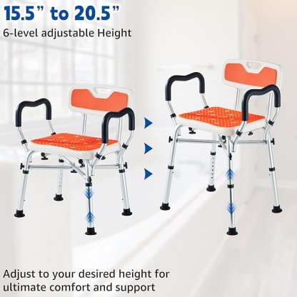 SHOWER CHAIR W/BACK AND ARMS