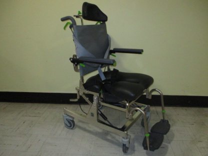 Rolling shower chair with commode and tilt