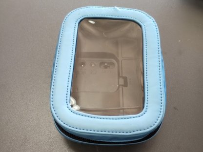 blue zippered pouch