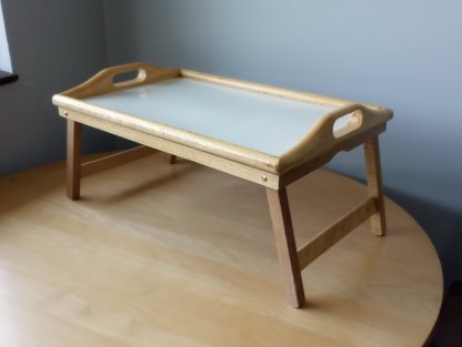 Table stading up on H-Frame legs