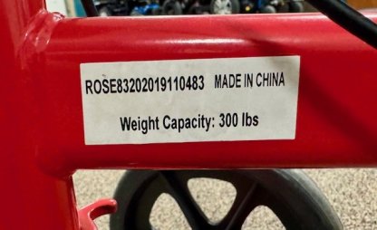 Manufacturer label with weight capacity