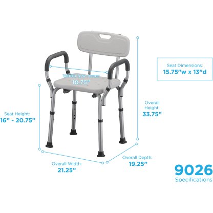 SHOWER CHAIR WITH BACK AND ARMS