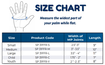 hand splint size chart