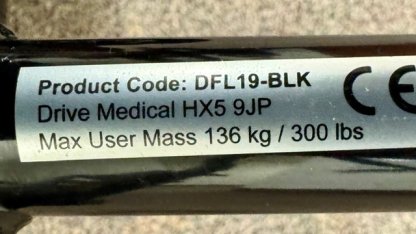 Transport Chair manufacturer label with weight capacity