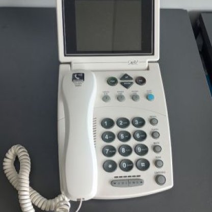 White big button corded phone with large screen