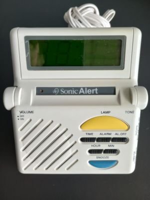 White alarm clock with big screen