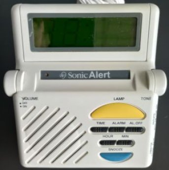 White alarm clock with big screen