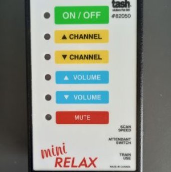 White remote with colored button